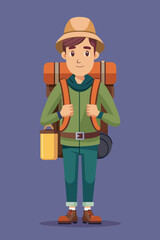 Vector illustration of a backpacker with a lot of stuff on its back.