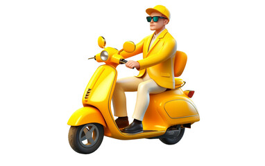 Powered Yellow Rider Isolated On Transparent Background PNG.