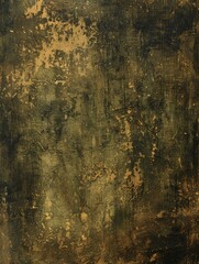 A painting featuring shades of brown and black against a black background