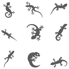 set of lizard vector elements, animal, art, big, black, chameleon, claw, collection, design, dragon, drawing, drawn, environment, exotic, gecko, graphic, head, icon, iguana, illustration, image - obrazy, fototapety, plakaty