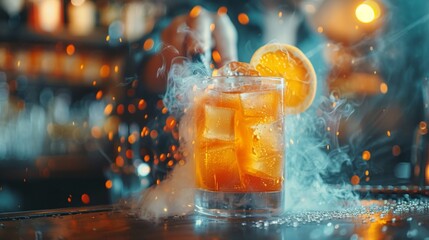 A bartender, captured in precise detail, meticulously crafts a signature cocktail, symbolizing the embodiment of creativity and innovation within the hospitality industry. - obrazy, fototapety, plakaty