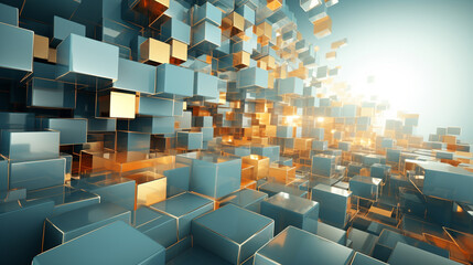 Obraz premium Abstract 3 D background - technology, business, communication, computers, future, virtual reality. Horizontal banner