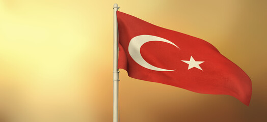 Waving Turkish Flag, Republic of Türkiye - Translate : Dalgalanan Türk Bayrağı.