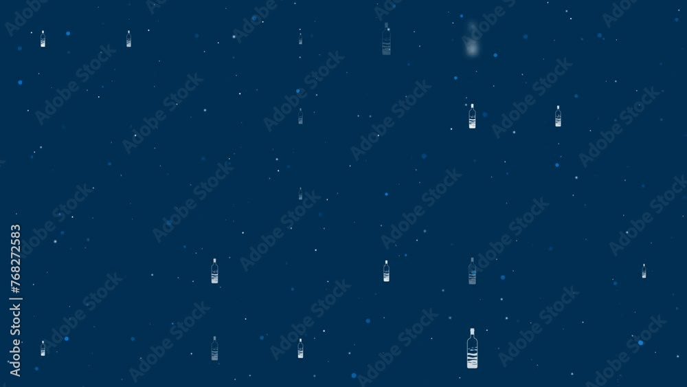 Poster template animation of evenly spaced the world in a bottle symbols of different sizes and opacity. an