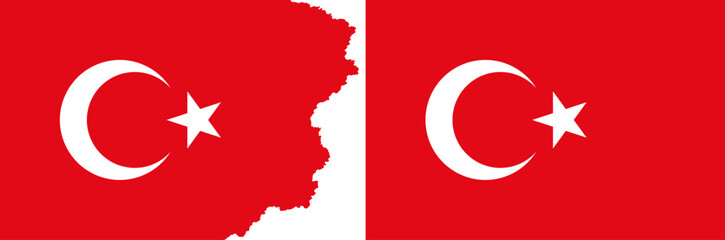 Turkey flags vector. Standard flag and with torn edges