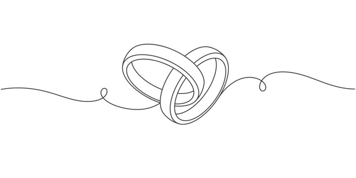 Wedding ring line art style vector illustration