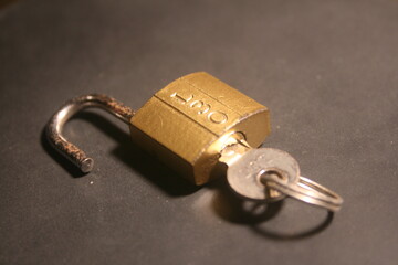  Gold Padlock Opened with key