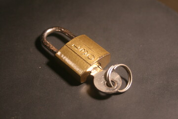 Gold Padlock With Key