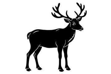 reindeer caribou silhouette vector illustration