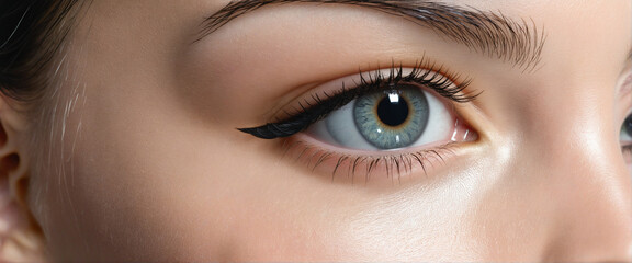 Fototapeta premium observing female eye with wonderful gray blue iris