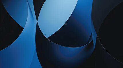 Circular abstract pattern in blue tones against dark background for modern art. Blue circular shapes on dark canvas for contemporary graphic design.