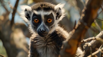 Staring lemur - obrazy, fototapety, plakaty