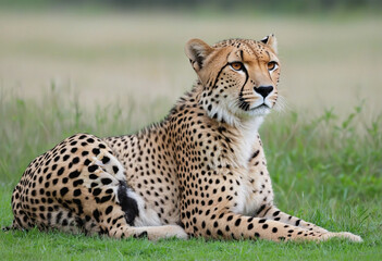 Cheetah png, sitting, isolated, transparent background, wild cat