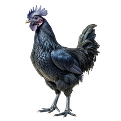 Isolated Ayam Cemani Chicken on White Background
