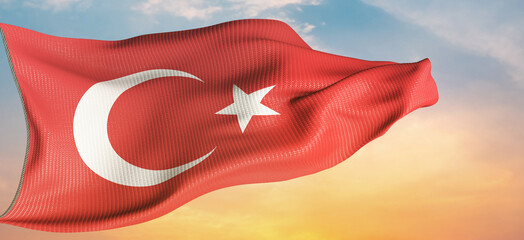 Waving Turkish Flag, Republic of Türkiye - Translate : Dalgalanan Türk Bayrağı.