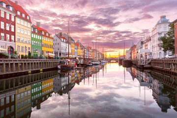 Nyhavn with colorful facades of old houses and ships in Old Town of Copenhagen, capital of Denmark. - 768278170