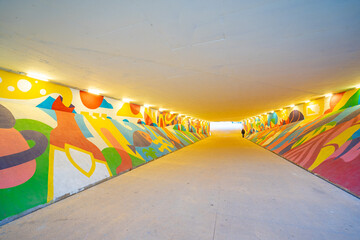 Sagres Beach away.Pedestrian access tunnel to the beach and coastal road from the new school of business and economics.Carcavelos-Portugal.03-03-2024  © Pedro Emanuel 