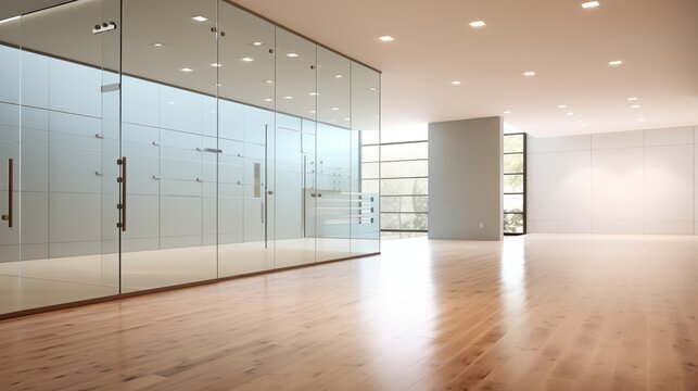 Sleek home racquetball/squash court with glass back wall and athletic flooring