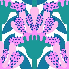 Naklejka premium Cartoon summer retro seamless flower pattern for wrapping paper and fabrics and spring packaging and kids print