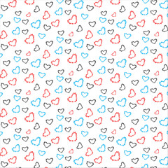 Heart doodles seamless pattern. Love illustration hearts hand drawn background