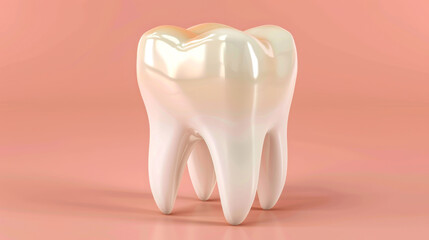 A white tooth is shown on a blue background. The tooth is the main focus of the image, and it is a close-up shot. The blue background gives the image a calm and serene mood