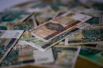 Polish banknotes as a background. Close up. 