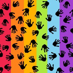 Abstract pride doodle seamless lgbtq rainbow hands pattern for fabrics and linens and summer party accessories
