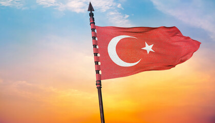 Waving Turkish Flag, Republic of Türkiye - Translate : Dalgalanan Türk Bayrağı.