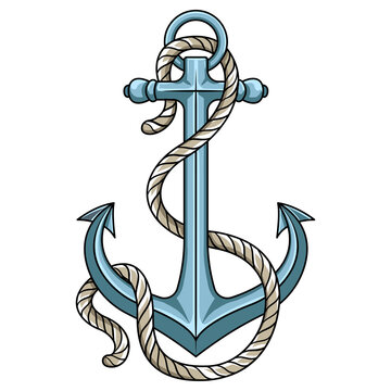 Anchor with rope pop art style PNG illustration with transparent background