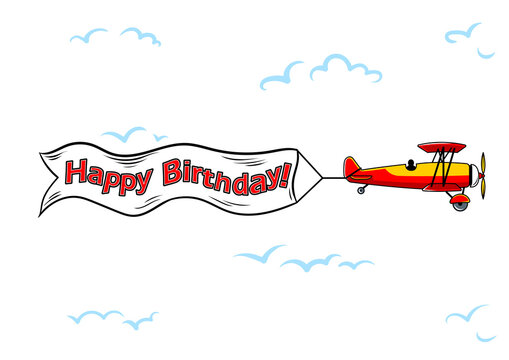 Airplane inscription across sky pop art PNG illustration with transparent background