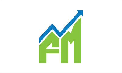 FM financial logo design vector template.