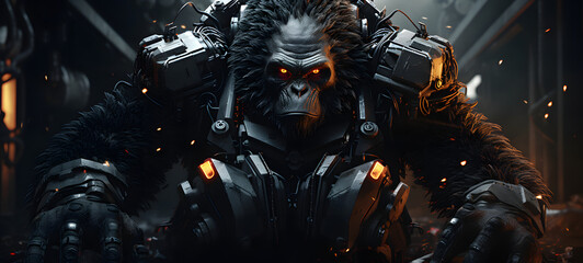 transform gorilla-shaped nano robot, ai generative