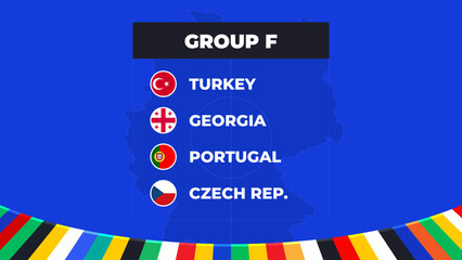 Group F of the European football tournament in Germany 2024! Group stage of European soccer competitions in Germany - obrazy, fototapety, plakaty