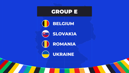 Group E of the European football tournament in Germany 2024! Group stage of European soccer competitions in Germany - obrazy, fototapety, plakaty