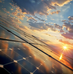Renewable energy system with solar panels. Generative AI - obrazy, fototapety, plakaty