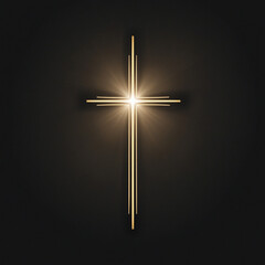 Glowing Cross icon on a black background