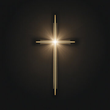Glowing Cross icon on a black background