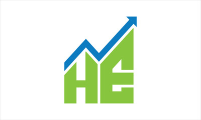 HE financial logo design vector template.