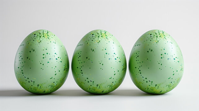 Isolated Easter green eggs on white background. Ai generative.