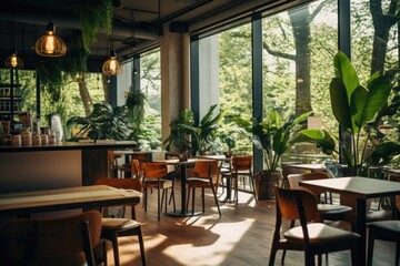 Fototapeta premium Modern empty cafe interior