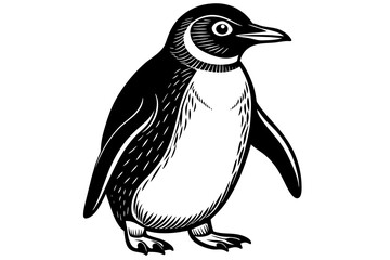 A realistic Penguin silhouette  vector art illustration