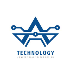Electronic technology - creative logo design. Digital connection chip sign. Network communication concept symbol. Database icon. Letter A symbol. Corporate identity. Vector illustration. - 768288387