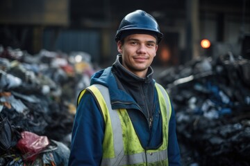 Portrait of a male worker in recycling facility