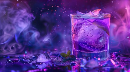 Bright purple lavender drink. Dynamic advertising image for menu, magazine