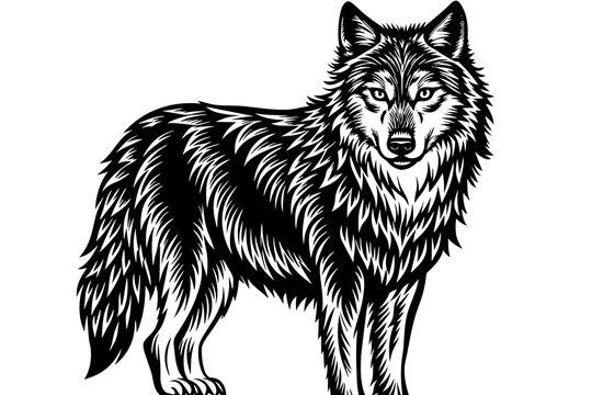 recommend clip art: A realistic Wolf silhouette  vector art illustration
