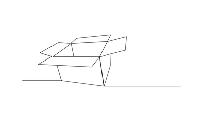 Vector in one continuous line drawing silhouette of a cardboard box concept of courier and parcel illustration isolated on the white background.
