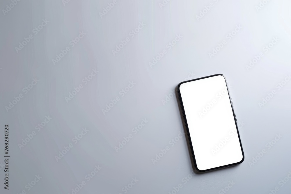Aufkleber An elegant smartphone with a blank white screen casting a soft shadow on a smooth gray background for product display