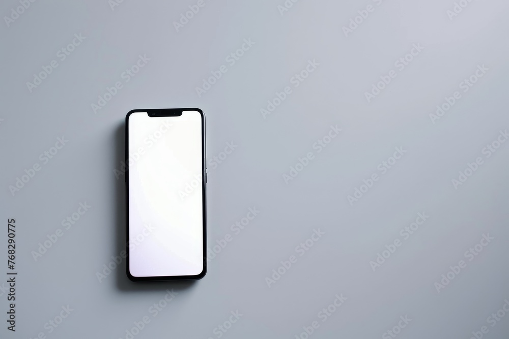 Aufkleber This image showcases a modern smartphone with a blank display in a minimal setting for a clean and simple backdrop