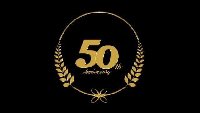50th Anniversary Celebration Logo Vector Golden Label With Ribbon