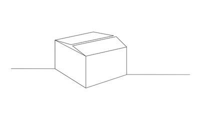 Vector in one continuous line drawing silhouette of a cardboard box concept of courier and parcel illustration isolated on the white background.
